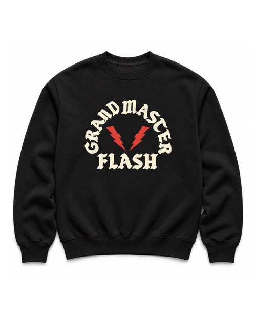 Black BINKY Flashback Heavy Sweater with vintage cream graphic and retro red lightning
