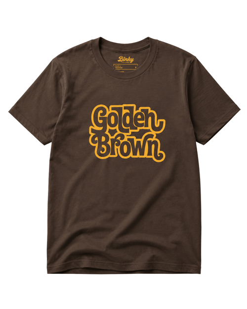 Golden Brown T-Shirt | The Ultimate Golden Hour featuring retro-inspired typography on a brown fabric.