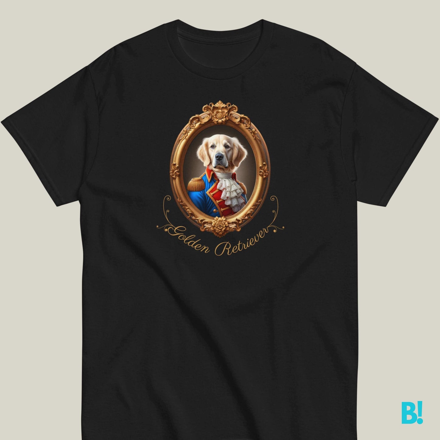 Golden Retriever Napoleon Portrait T-shirt – 100% Cotton Golden Retriever lovers, this regal Napoleon dog portrait T-shirt is perfect for you! 100% cotton, available in 7 colors. A playful choice! €29.50 B!NKY Comfywear