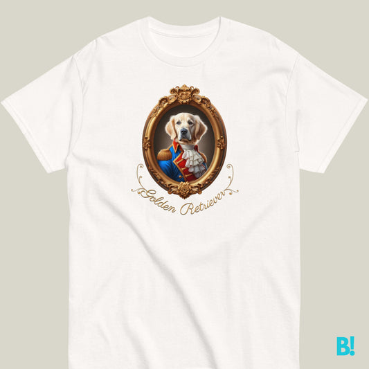 Golden Retriever Napoleon Portrait T-shirt – 100% Cotton Golden Retriever lovers, this regal Napoleon dog portrait T-shirt is perfect for you! 100% cotton, available in 7 colors. A playful choice! €29.50 B!NKY Comfywear