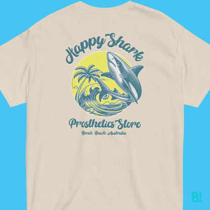 HAPPY SHARK Prosthetic T-Shirt - Cool & Comfy Wear Dive into style with HAPPY SHARK Prosthetic T-Shirts! 100% cotton, unisex, available in 4 colours & all sizes. Perfect for Bondi Beach vibes. €34.50 B!NKY Comfywear