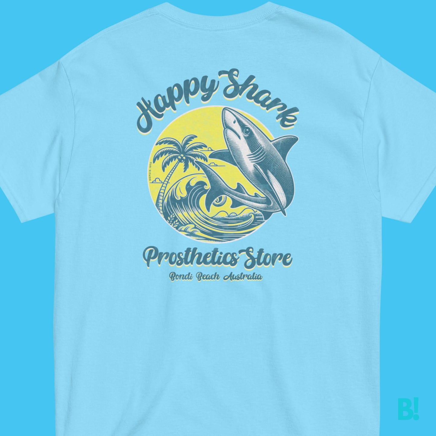 HAPPY SHARK Prosthetic T-Shirt - Cool & Comfy Wear Dive into style with HAPPY SHARK Prosthetic T-Shirts! 100% cotton, unisex, available in 4 colours & all sizes. Perfect for Bondi Beach vibes. €34.50 B!NKY Comfywear