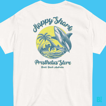 HAPPY SHARK Prosthetic T-Shirt - Cool & Comfy Wear Dive into style with HAPPY SHARK Prosthetic T-Shirts! 100% cotton, unisex, available in 4 colours & all sizes. Perfect for Bondi Beach vibes. €34.50 B!NKY Comfywear