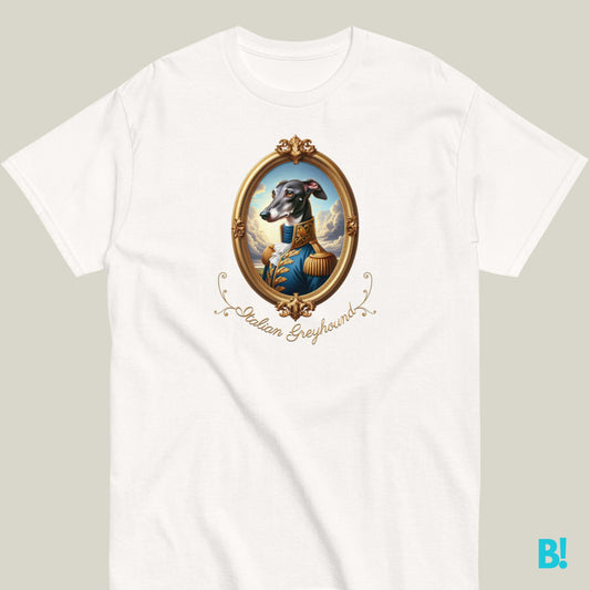 Italian Greyhound Napoleon T-shirt – 100% Cotton Italian Greyhound lovers, get this elegant Napoleon dog portrait T-shirt. 100% cotton, 7 colors. Perfect for stylish dog owners! €29.50 B!NKY Comfywear