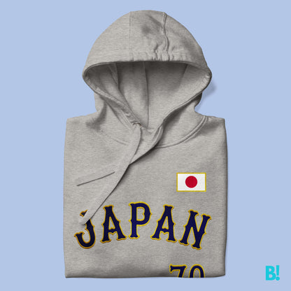 Step up your game with the JAPAN 70 Baseball Hoodie! Featuring a sporty vibe and playful Japanese-inspired print, this hoodie combines style and comfort effortlessly.