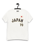 JAPAN BANCHO 70 T-SHIRT displayed on a hanger with retro design elements from Japanese sports culture.