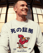 JAPAN BOXING SWEATER featuring a vibrant design with a red bird, perfect for casual style and ultra-soft comfort.