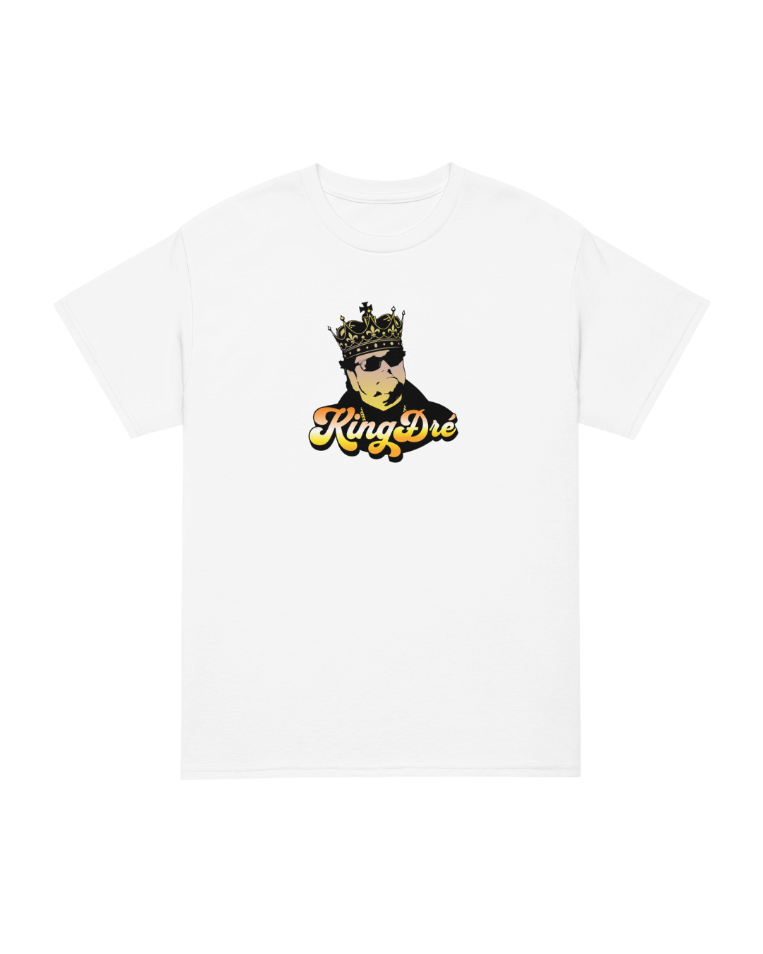 King Dre T-shirt Wit Voorkant - Retro Design Borstprint
