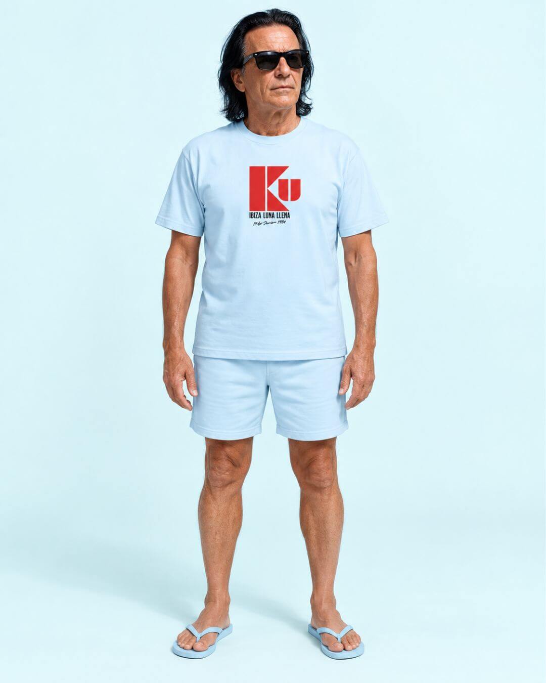Walter wearing the KU Ibiza T-Shirt with retro 1984 club graphic