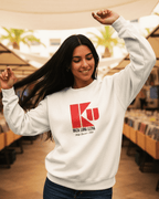 Model wearing KU IBIZA 1984 SWEATER, embracing the vibe of Ibiza's nightlife and style.