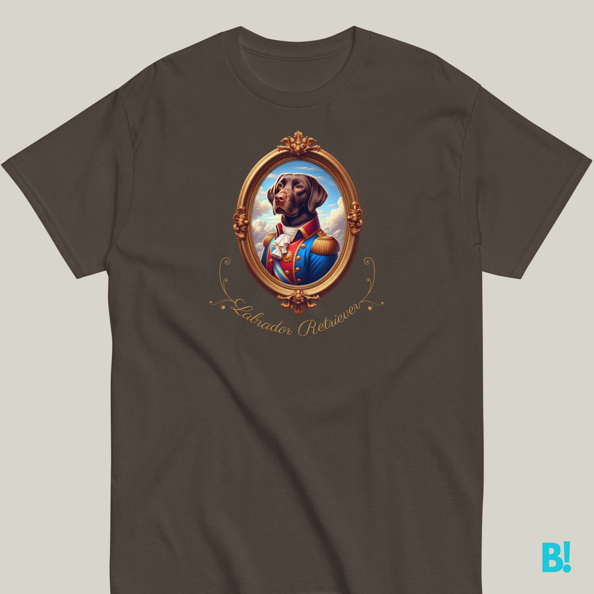 Labrador Retriever Napoleon T-shirt – 100% Cotton Labrador fans, this Napoleon dog portrait T-shirt is for you! 100% cotton in 7 color options. Stylish and playful for dog lovers! €29.50 B!NKY Comfywear