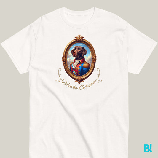 Labrador Retriever Napoleon T-shirt – 100% Cotton Labrador fans, this Napoleon dog portrait T-shirt is for you! 100% cotton in 7 color options. Stylish and playful for dog lovers! €29.50 B!NKY Comfywear