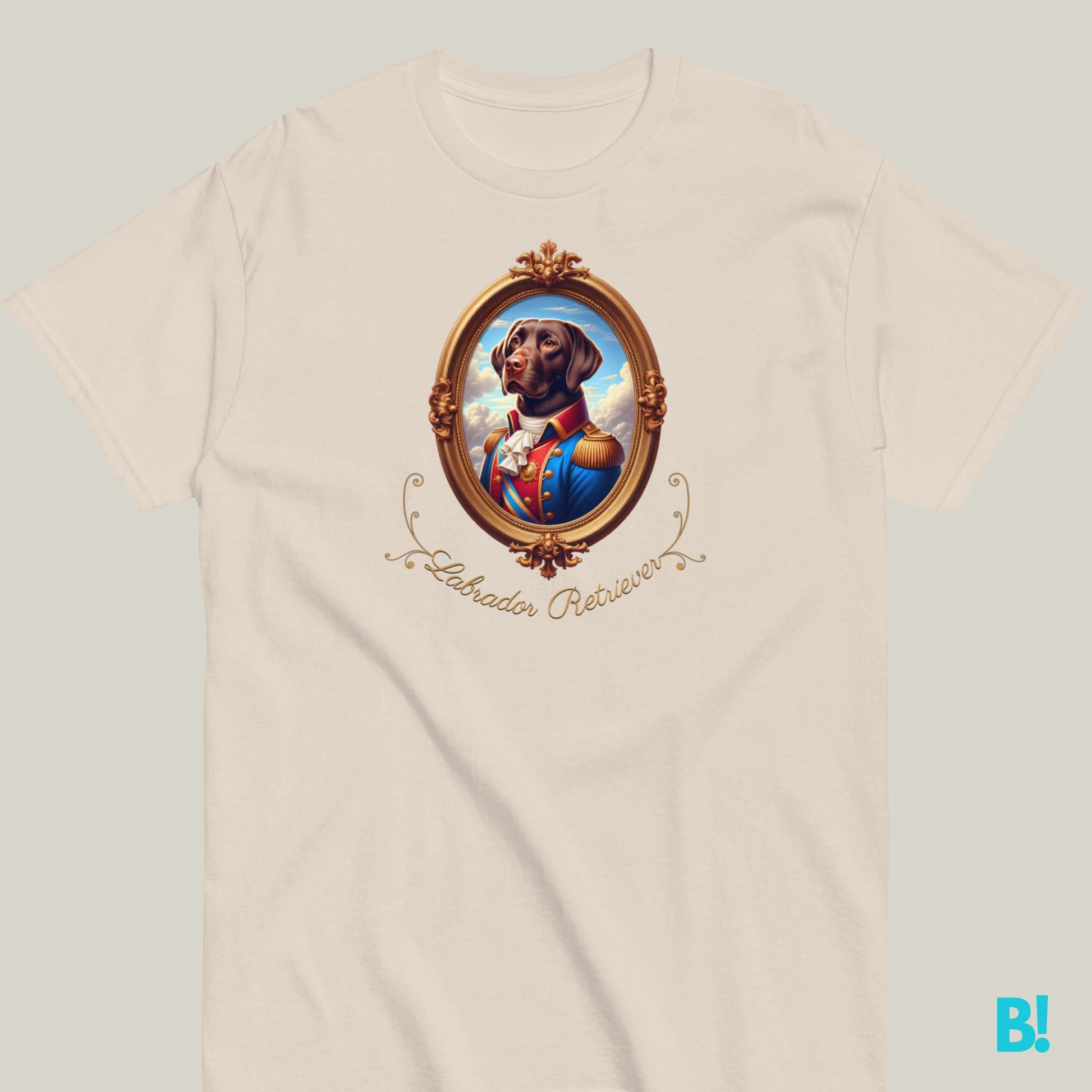 Labrador Retriever Napoleon T-shirt – 100% Cotton Labrador fans, this Napoleon dog portrait T-shirt is for you! 100% cotton in 7 color options. Stylish and playful for dog lovers! €29.50 B!NKY Comfywear