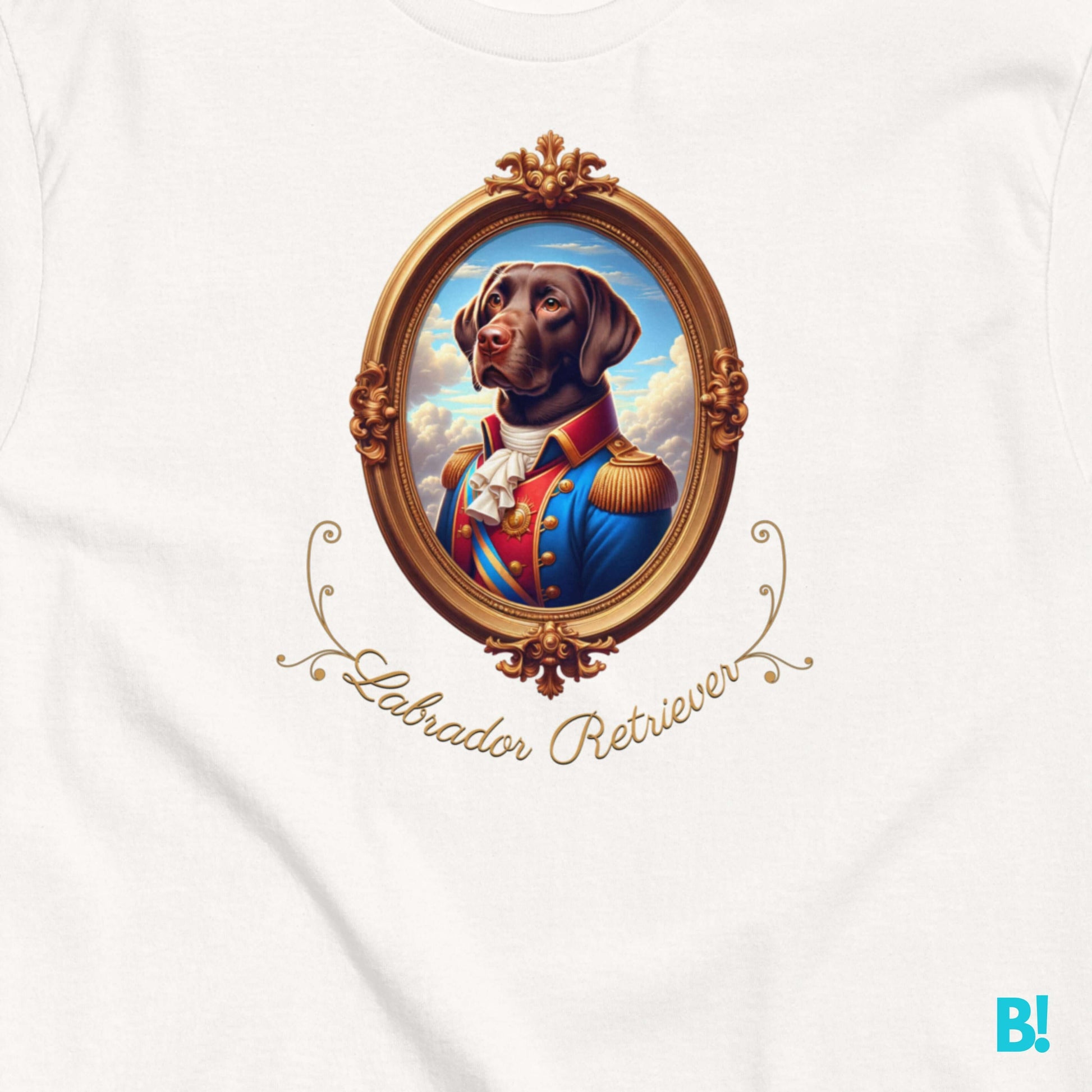 Labrador Retriever Napoleon T-shirt – 100% Cotton Labrador fans, this Napoleon dog portrait T-shirt is for you! 100% cotton in 7 color options. Stylish and playful for dog lovers! €29.50 B!NKY Comfywear