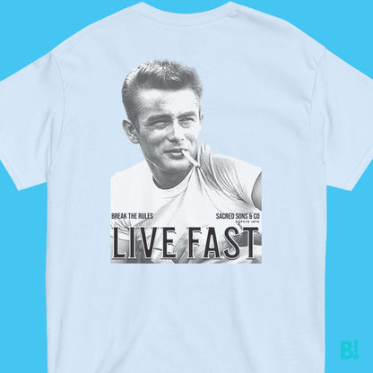 Live Fast Tee - Timeless Unisex Style | Sacred Sons & Co Embrace timeless cool with the "Live Fast" tee from Sacred Sons & Co. 100% Cotton, unisex, 5 colors, sizes S-XXXL. Designed by DEPUIS 1970. Shop now! €34.50 B!NKY Comfywear