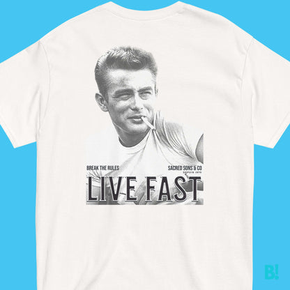 Live Fast Tee - Timeless Unisex Style | Sacred Sons & Co Embrace timeless cool with the "Live Fast" tee from Sacred Sons & Co. 100% Cotton, unisex, 5 colors, sizes S-XXXL. Designed by DEPUIS 1970. Shop now! €34.50 B!NKY Comfywear