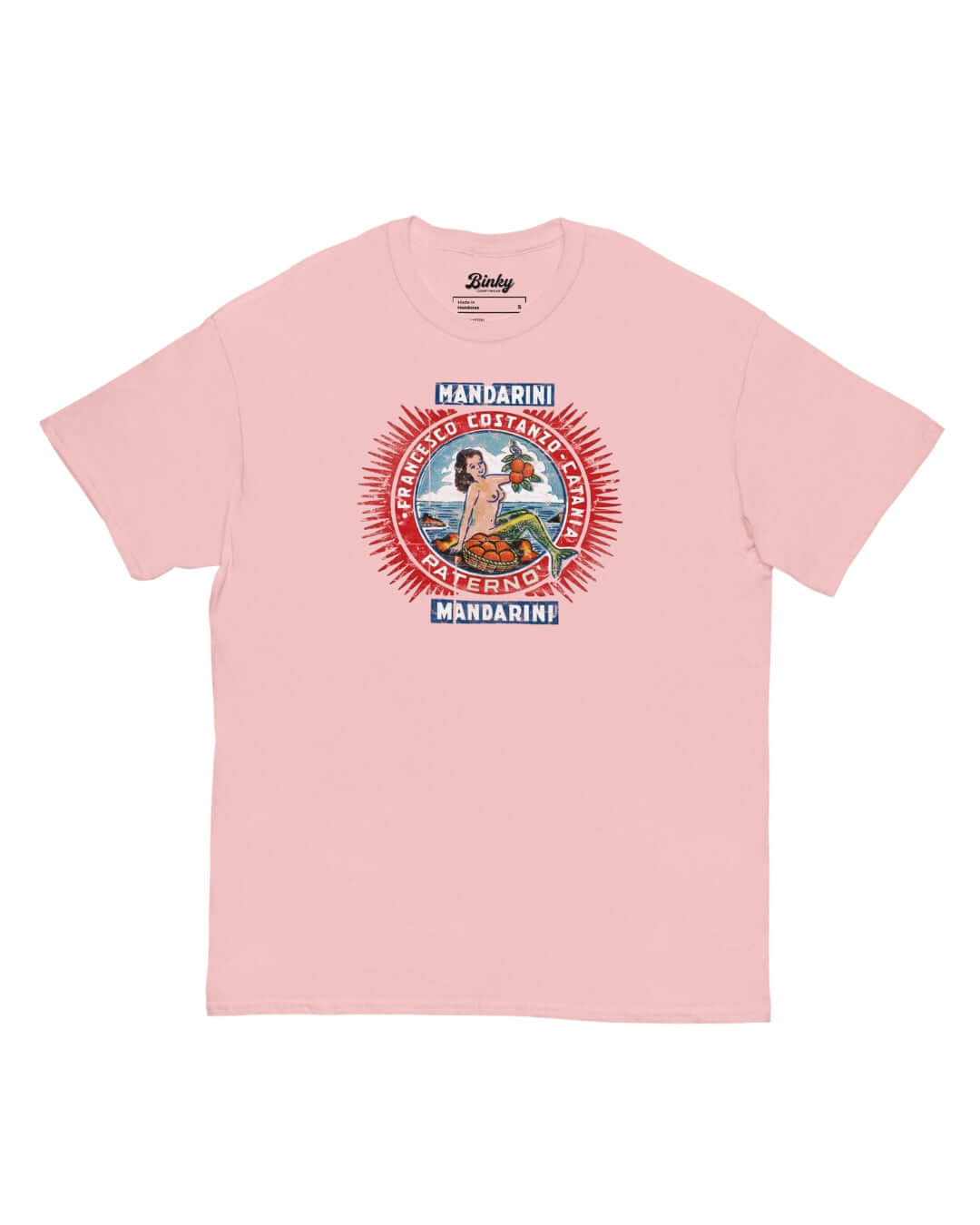 Mandarini Catania T-Shirt in Light Pink with vintage Sicilian citrus graphic