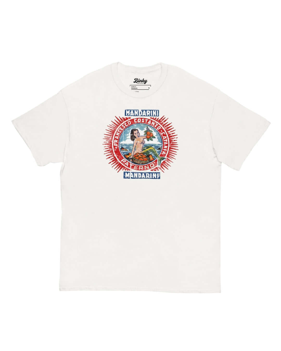 Mandarini Catania T-Shirt in White with vintage Sicilian citrus graphic