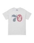 MIDNIGHT HUSTLE 70 T-SHIRT | THE GROTTO BOOTLEG featuring iconic Playboy logo design on a gray T-shirt.