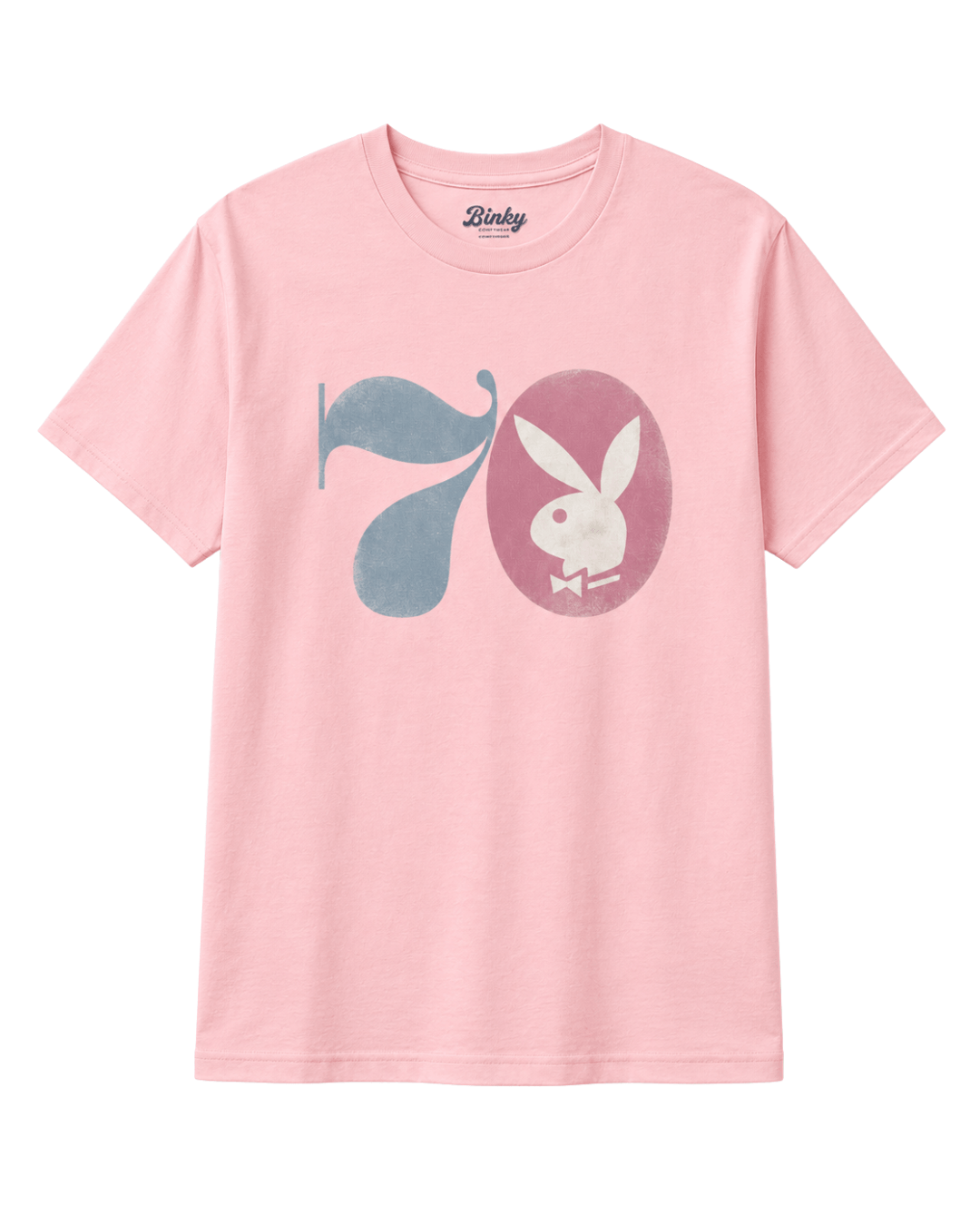Midnight Hustle 70 T-Shirt | The Grotto Bootleg in pink featuring vintage playboy logo and 70s design.