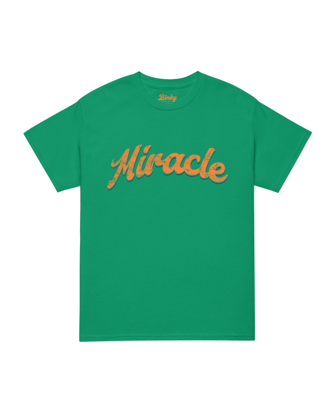 Miracle T-shirt | Luck Is Earned design on a green shirt with stylish lettering.