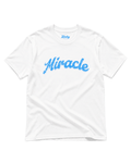 Miracle T-Shirt | Luck Is Earned featuring a white shirt with blue 'Miracle' text.