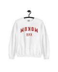 MOKUM EST 1300 SWEATER featuring an upside-down design, celebrating Amsterdam with iconic XXX symbols.