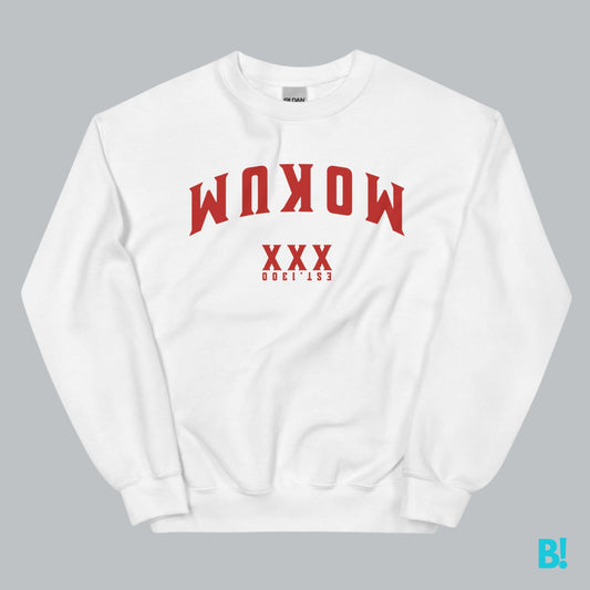 MOKUM Sweater – Celebrate Amsterdam’s Bold Roots Show your Amsterdam pride with the playful 'MOKUM XXX EST 1300' design. Available in white, grey, navy, and black. Perfect fit, shop now at BinkyComfywear! €39.00 B!NKY Comfywear