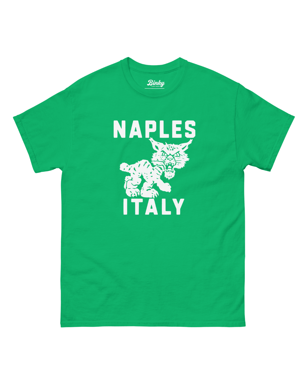 Naples Wildcat T-Shirt in Irish Green with vintage collegiate wildcat graphic