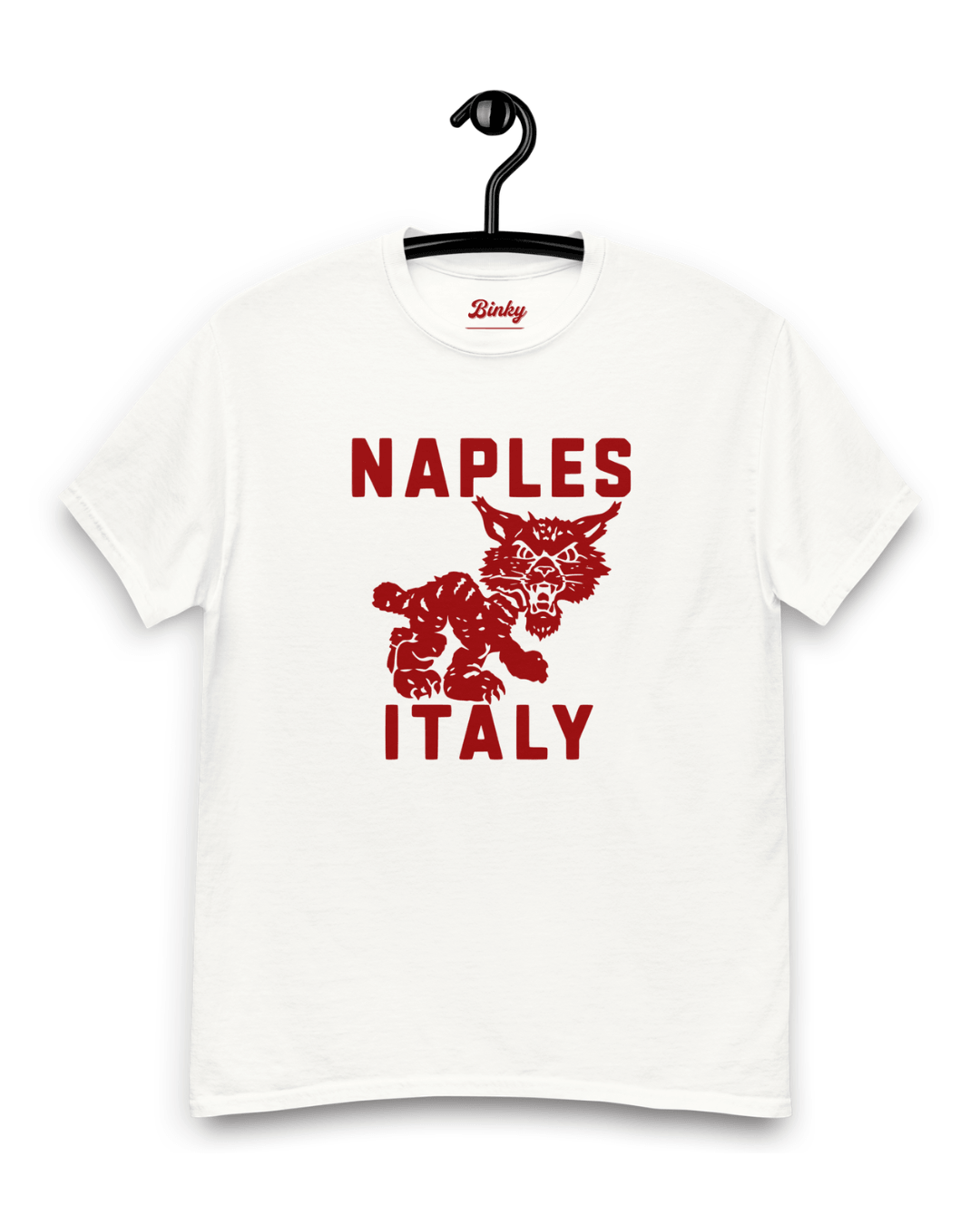 Naples Wildcat T-Shirt | Overseas Varsity Bootleg on display, featuring bold design with Naples Italy text.