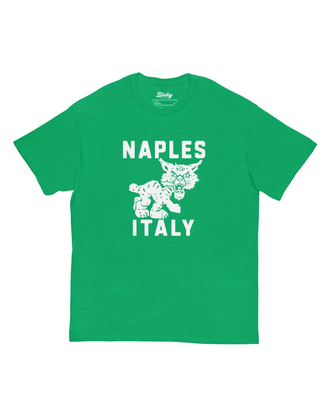 Naples Wildcat T-Shirt in Irish Green with vintage collegiate wildcat graphic