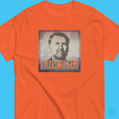 Onze Willem Koningsdag 2024 T-Shirt Nederland Tshirt Gear up for Koningsdag like royalty with 'Onze Willem' tee! Celebrate in style with King Willem Alexander's majestic portrait against a picturesque Dutch backdrop. Get ready to party with windmills and