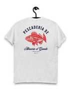 PESCADERIA T-SHIRT featuring a vibrant fish illustration and text tribute to Alhaurín el Grande.