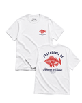 Pescaderia T-Shirt | Alhaurín El Grande featuring a red fish design on a white background.