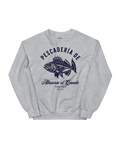 Pescaderia Sweater | Alhaurín El Grande featuring a fish design on a gray background.