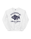 Pescaderia Sweater | Alhaurín El Grande featuring a fish design on a white sweatshirt.