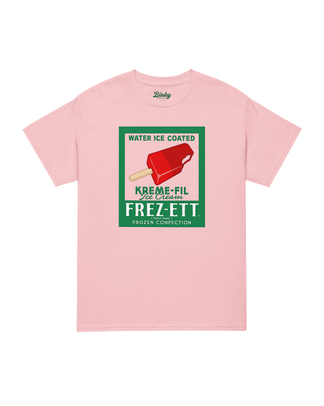 POPSICLE T-SHIRT | VINTAGE AMERICANA POP-ART on a pink background showcasing a retro frozen treat design.