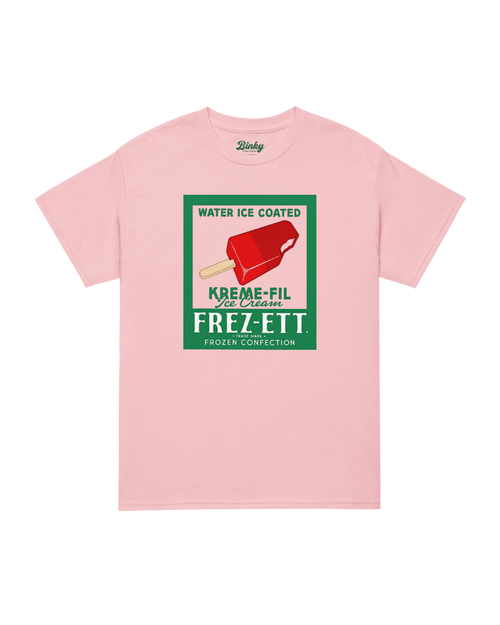 POPSICLE T-SHIRT | VINTAGE AMERICANA POP-ART on a pink background showcasing a retro frozen treat design.