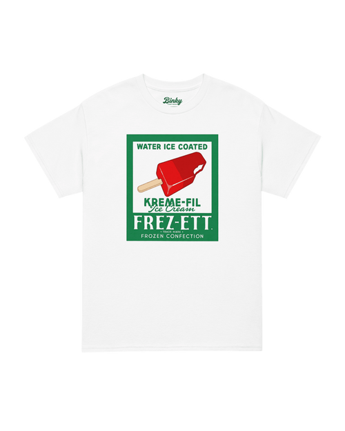 POPSICLE T-SHIRT | VINTAGE AMERICANA POP-ART featuring a graphic of a red popsicle on a white tee.
