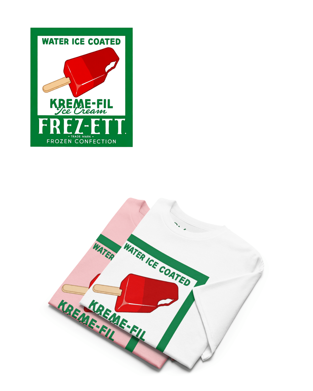 Popsicle T-Shirt | Vintage Americana Pop-art featuring vibrant ice cream graphics on white and pink tees.