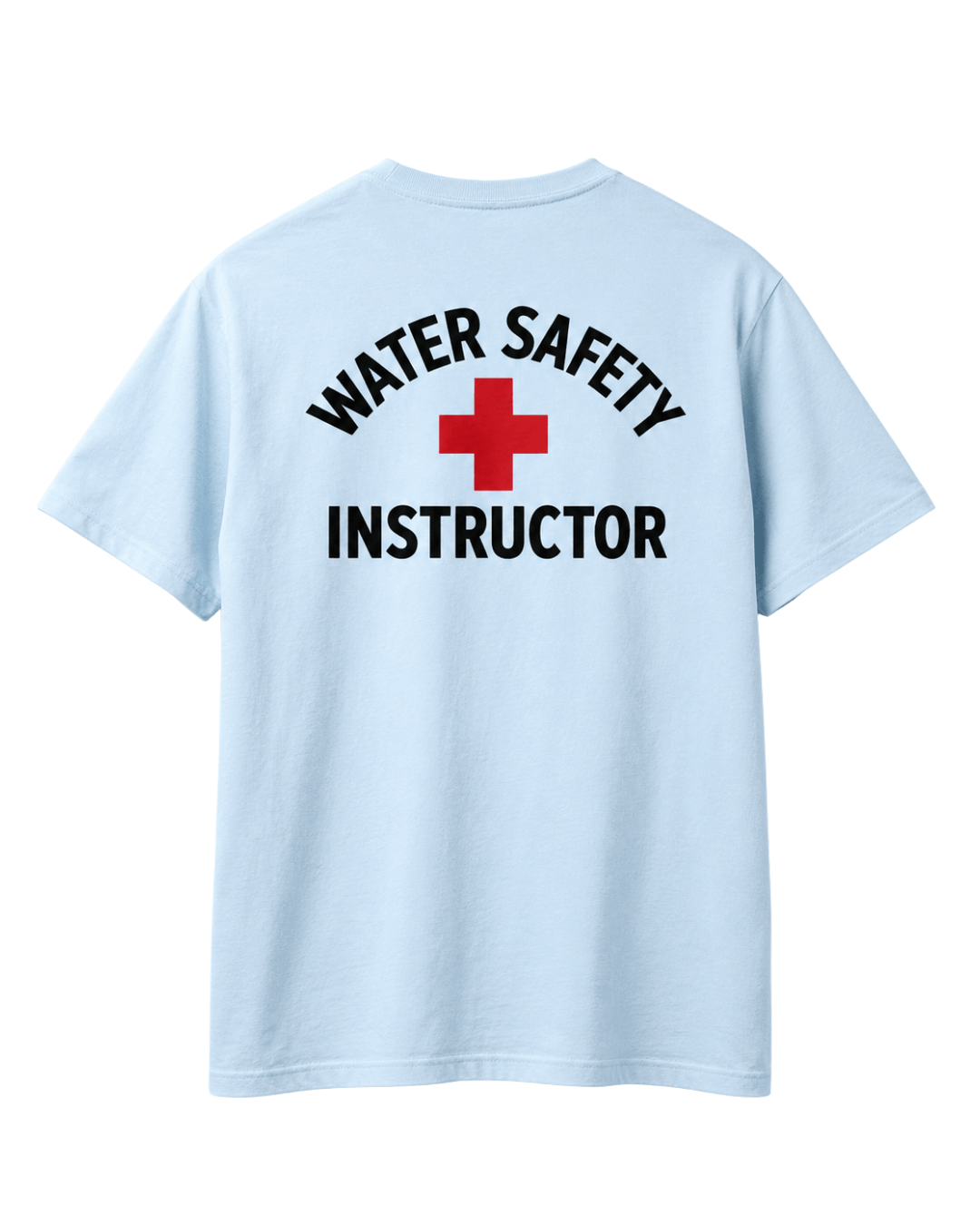 Public Pool T-Shirt | Vintage Instructor Bootleg featuring a blue shirt with 'WATER SAFETY INSTRUCTOR' text.