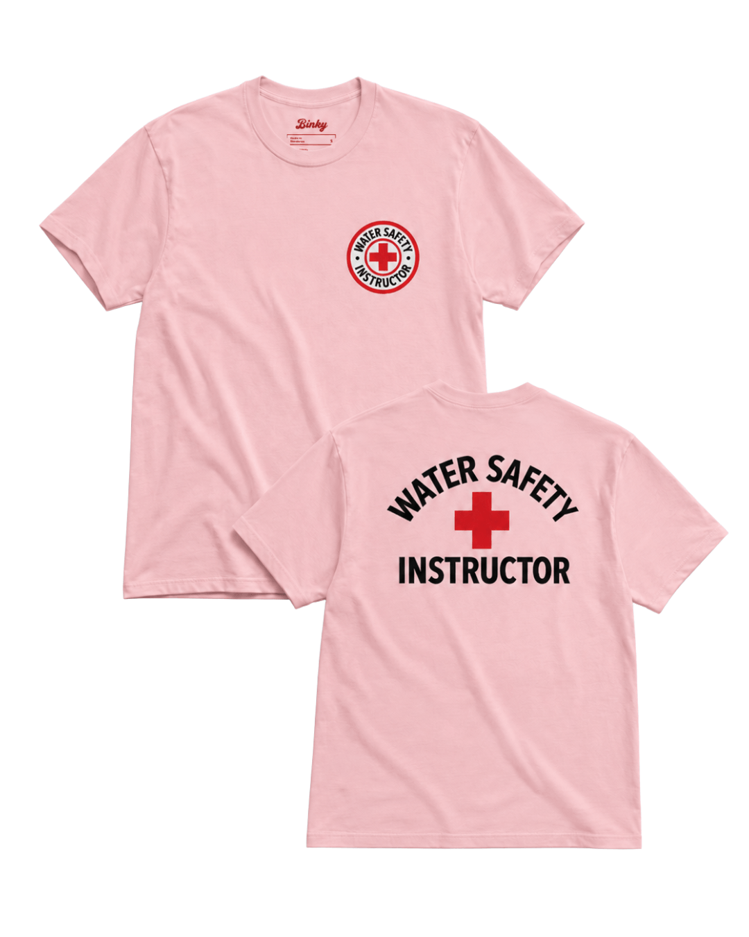 Public Pool T-Shirt | Vintage Instructor Bootleg in pink with water safety logo on front and back.