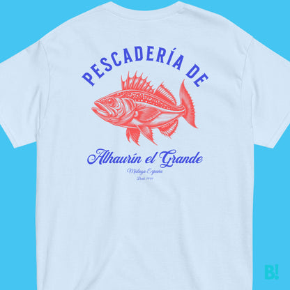 PESCADERIA T-shirt - Alhaurín el Grande Tribute Celebrate Spanish heritage with our "Pescadería" T-shirt. 100% cotton, unisex, available in 4 colors and sizes S-XXXL. Iconic design from Málaga, 1949. €34.50 B!NKY Comfywear