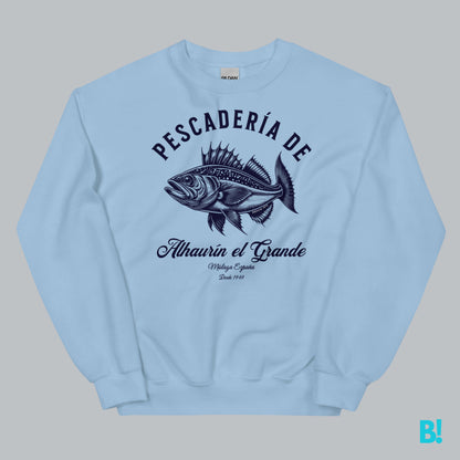 Classic "Pescadería" Sweater by DEPUIS 1970 Wrap yourself in comfort with the timeless "Pescadería de Alhaurin" Sweater. Made from a 50/50 blend of pre-shrunk Cotton & Polyester for a soft & perfect fit. €39.0 B!NKY Comfywear