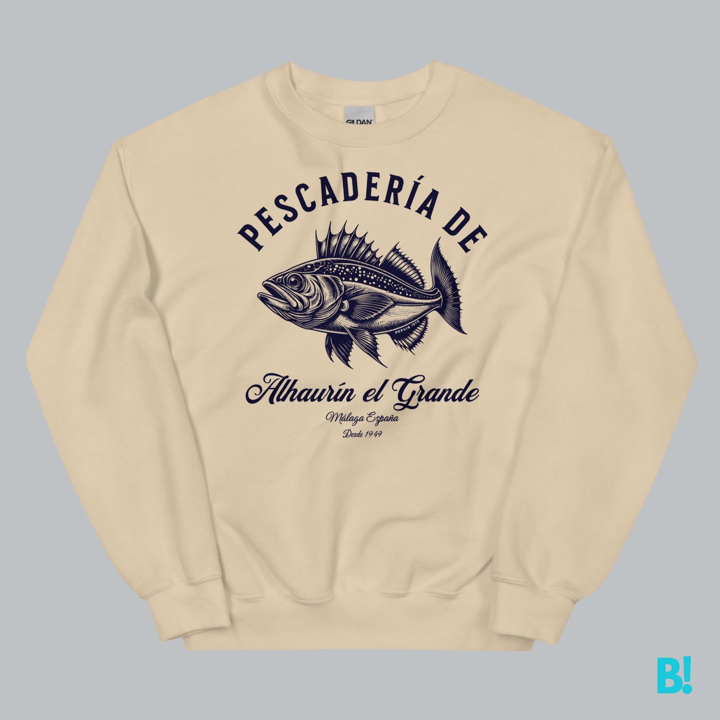 Classic "Pescadería" Sweater by DEPUIS 1970 Wrap yourself in comfort with the timeless "Pescadería de Alhaurin" Sweater. Made from a 50/50 blend of pre-shrunk Cotton & Polyester for a soft & perfect fit. €39.0 B!NKY Comfywear