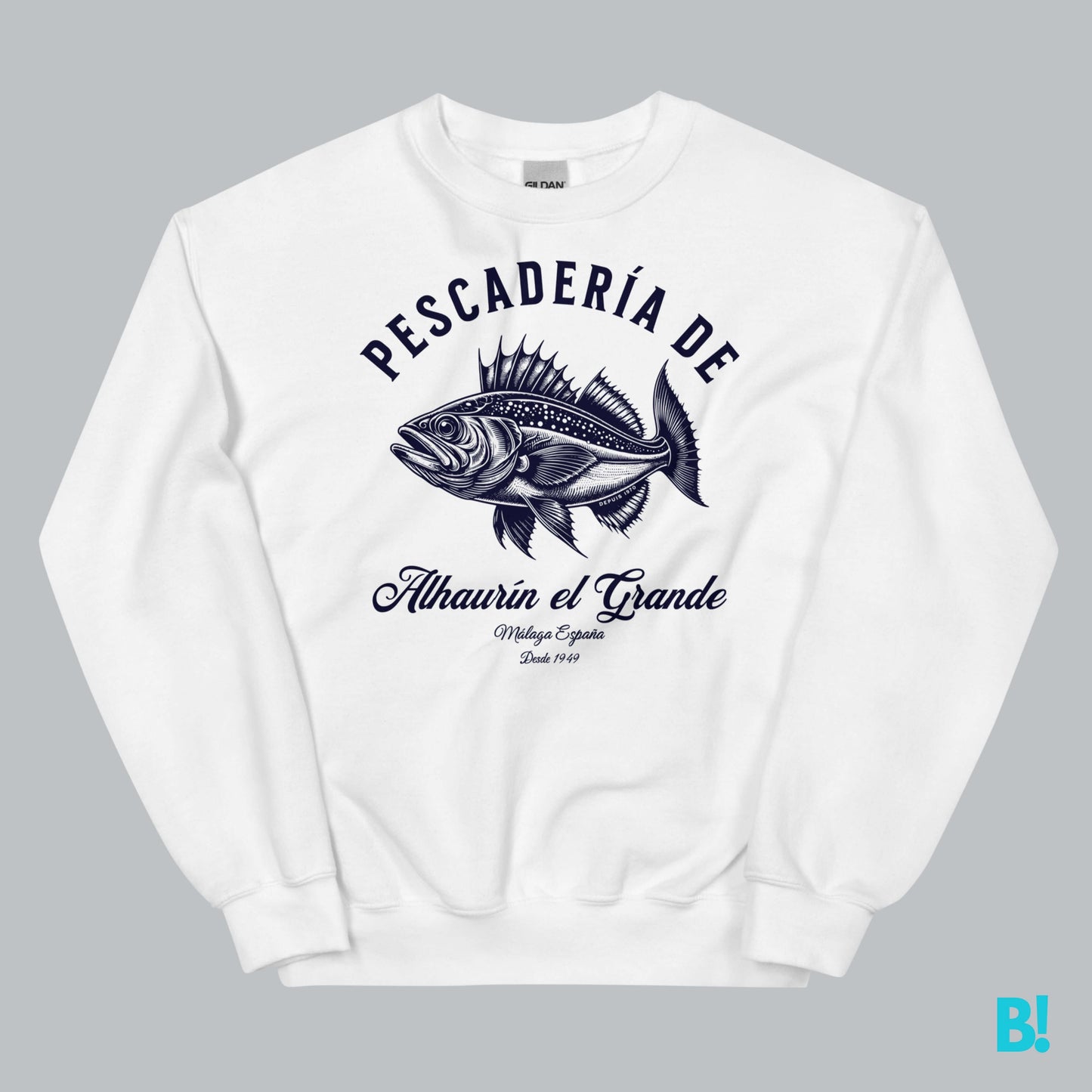 Classic "Pescadería" Sweater by DEPUIS 1970 Wrap yourself in comfort with the timeless "Pescadería de Alhaurin" Sweater. Made from a 50/50 blend of pre-shrunk Cotton & Polyester for a soft & perfect fit. €39.0 B!NKY Comfywear