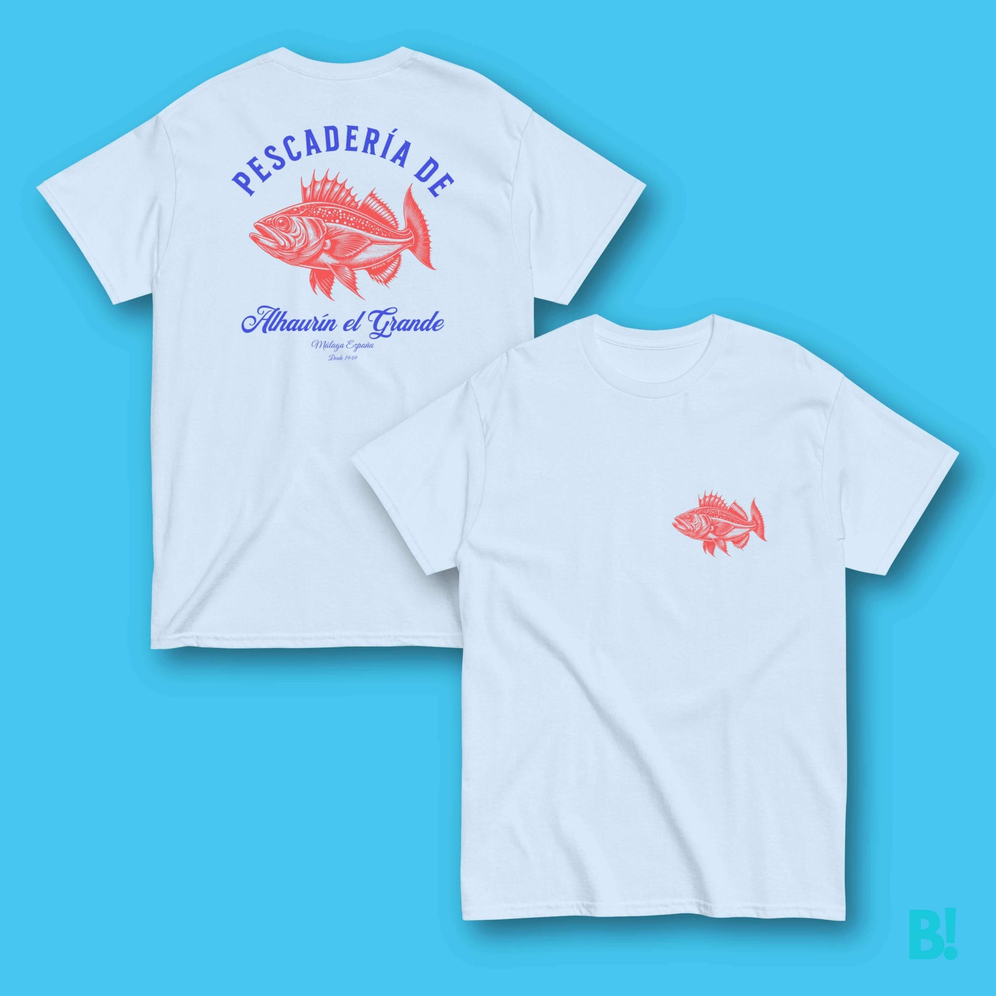 PESCADERIA T-shirt - Alhaurín el Grande Tribute Celebrate Spanish heritage with our "Pescadería" T-shirt. 100% cotton, unisex, available in 4 colors and sizes S-XXXL. Iconic design from Málaga, 1949. €34.50 B!NKY Comfywear