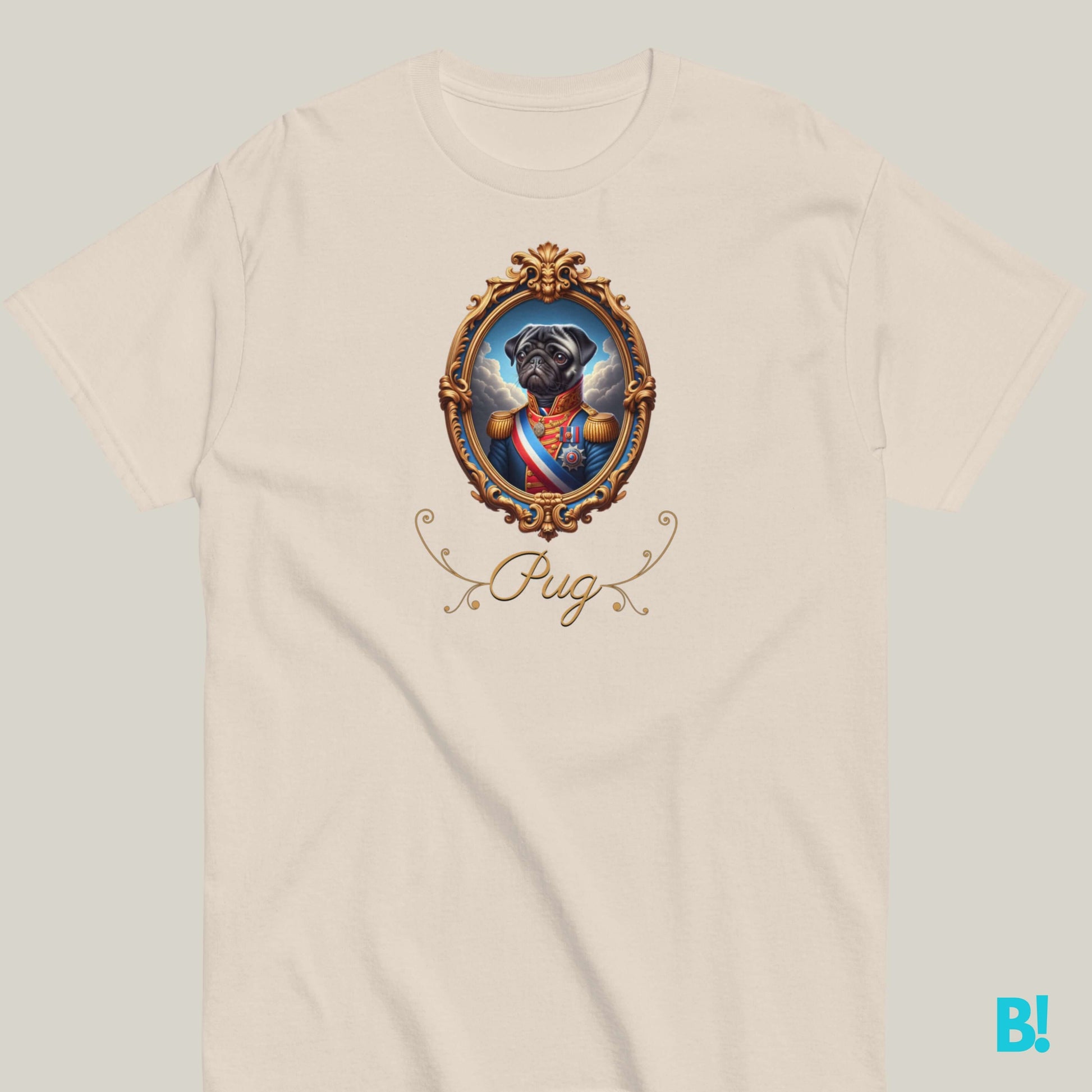 Pug Napoleon Dog Portrait T-shirt – 100% Cotton Pug lovers, this Napoleon dog portrait T-shirt is perfect for you! 100% cotton in 7 colors. Show off your playful style! €29.50 B!NKY Comfywear