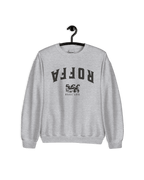 ROFFA EST 1340 SWEATER displayed on a hanger, featuring upside-down design and the Rotterdam lion emblem.