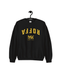 ROFFA EST 1340 SWEATER featuring upside-down ROFFA design and Rotterdam lion on a black background.